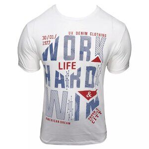 NWT WORK HARD & WIN URBAN MEN'S WHITE CREW NECK SHORT SLEEVE T-SHIRT SIZE L